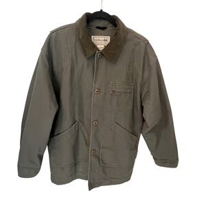 L.L. Bean Vintage 100% Cotton Barn Jacket Plaid Lined. Color Olive.Men's Medium